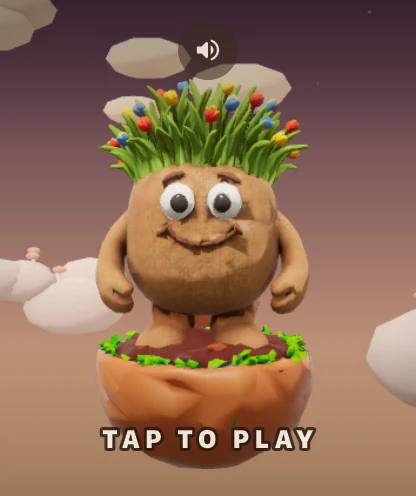 Chiman standing on a flower pot