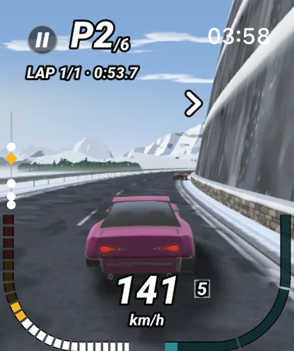 Speedrist racing on a snowy mountain road